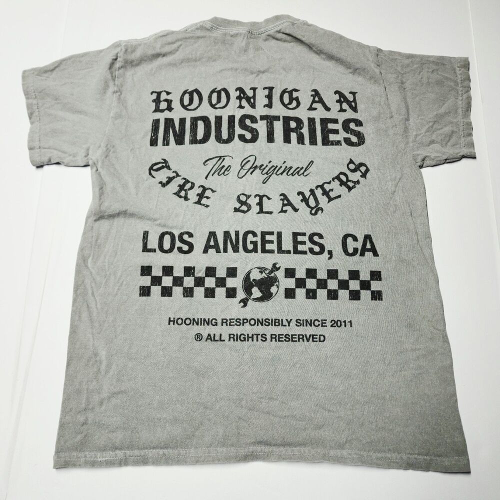 ​Hoonigan Industries T-Shirt Gray Original Tire Slayers Ken Block OG Race Car